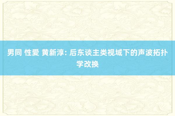 男同 性愛 黄新淳: 后东谈主类视域下的声波拓扑学改换